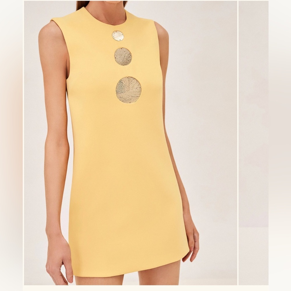 Alexis NWT Vango Yellow Mini Dress with Gold Accents - Picture 11 of 13